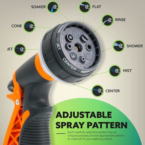 Hose Spray Gun Kit Adjustable Nozzles Mist Car Wash Watering 8 Function Garden - Picture 3 of 14