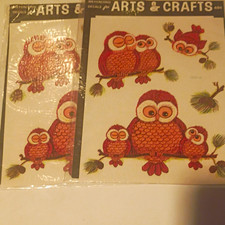 Vintage Ephemera  Arts & Crafts Tole Decals Transfers Owls Model 151-0