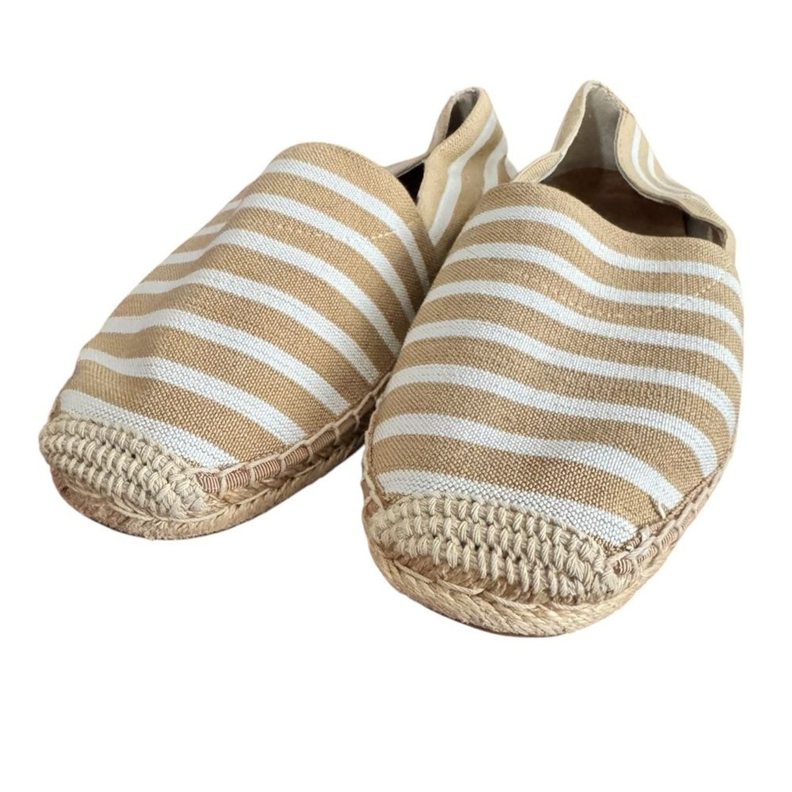 Vionic Beige and White Striped Espadrille Flats image 2