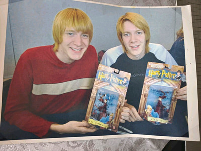 Mattel Harry Potter Figuren 2x Fred & George 2001 Orig. Unterschriften