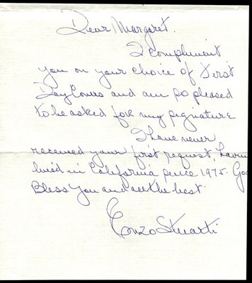 Singer Enzo Stuarti Signed Letter -Rare Vintage Autograph