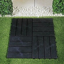 Black Pack Of 4 Tiles For Outdoor Deck Garden Flooring Tiles Board Decking 