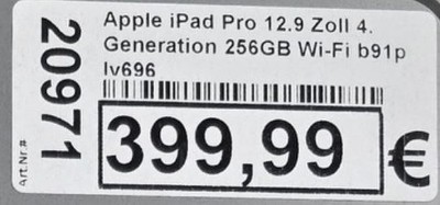 Apple iPad Pro 12.9 Zoll 4. Generation 256 GB Silber