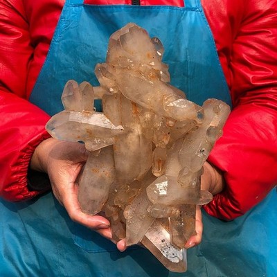 5.87LB Natural Tea black Crystal quartz Cluster Mineral Specimen Healing reiki