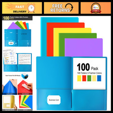 100 Heavy Duty Two Pocket Folders with Busine...