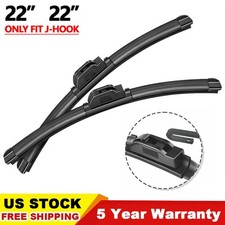 22" & 22" INCH Bracketless Windshield Wiper Blades J-HOOK All Season OEM QUALITY