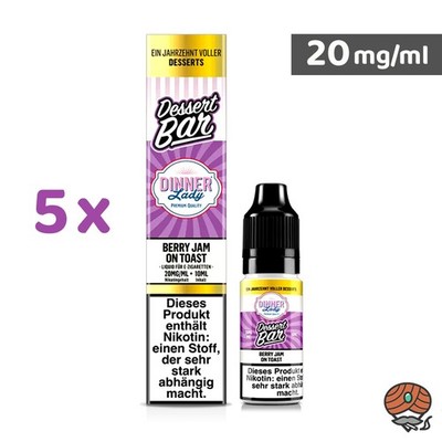Dinner Lady Dessert Bar Berry Jam on Toast 20mg/ml Nikotin 5x 10ml Liquid
