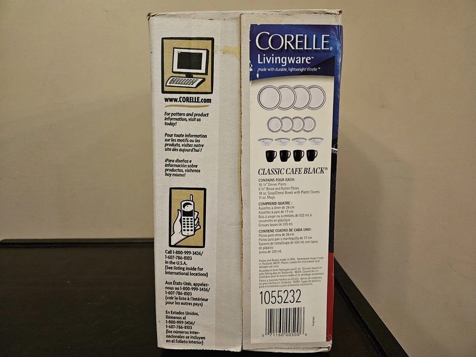 CORELLE Classic Cafe Black Livingware 1055232 Plates Bowls Cups Mugs Dishes - Image 4 of 4