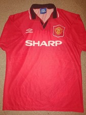 MENS RARE VINTAGE MANCHESTER UNITED MUFC UMBRO 1996 HOME FOOTBALL SHIRT L LARGE