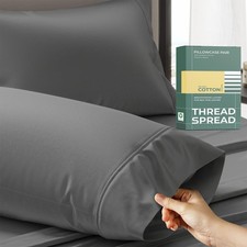 100 Organic Cotton King Size Pillow Cases Set of 2 - Natural Cooling Percale...