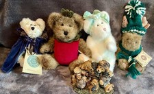 Boyds Bears Lot, 4 Plush 1 Figurine Football Buddies Natasha Apple Chrismoose