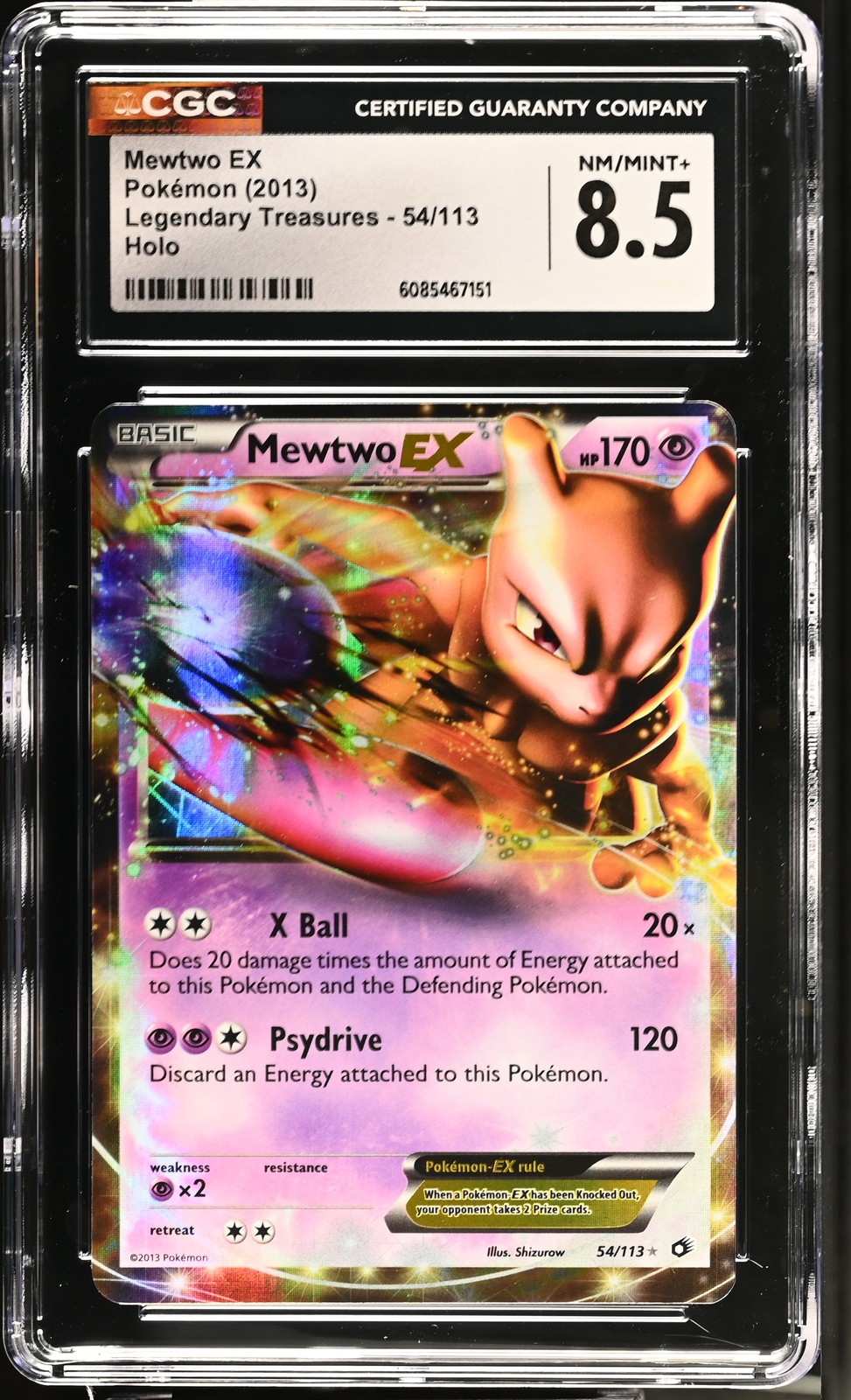 CGC 8.5 Mewtwo EX 2013 Legendary Treasures 54/113 Holo Pokemon Card
