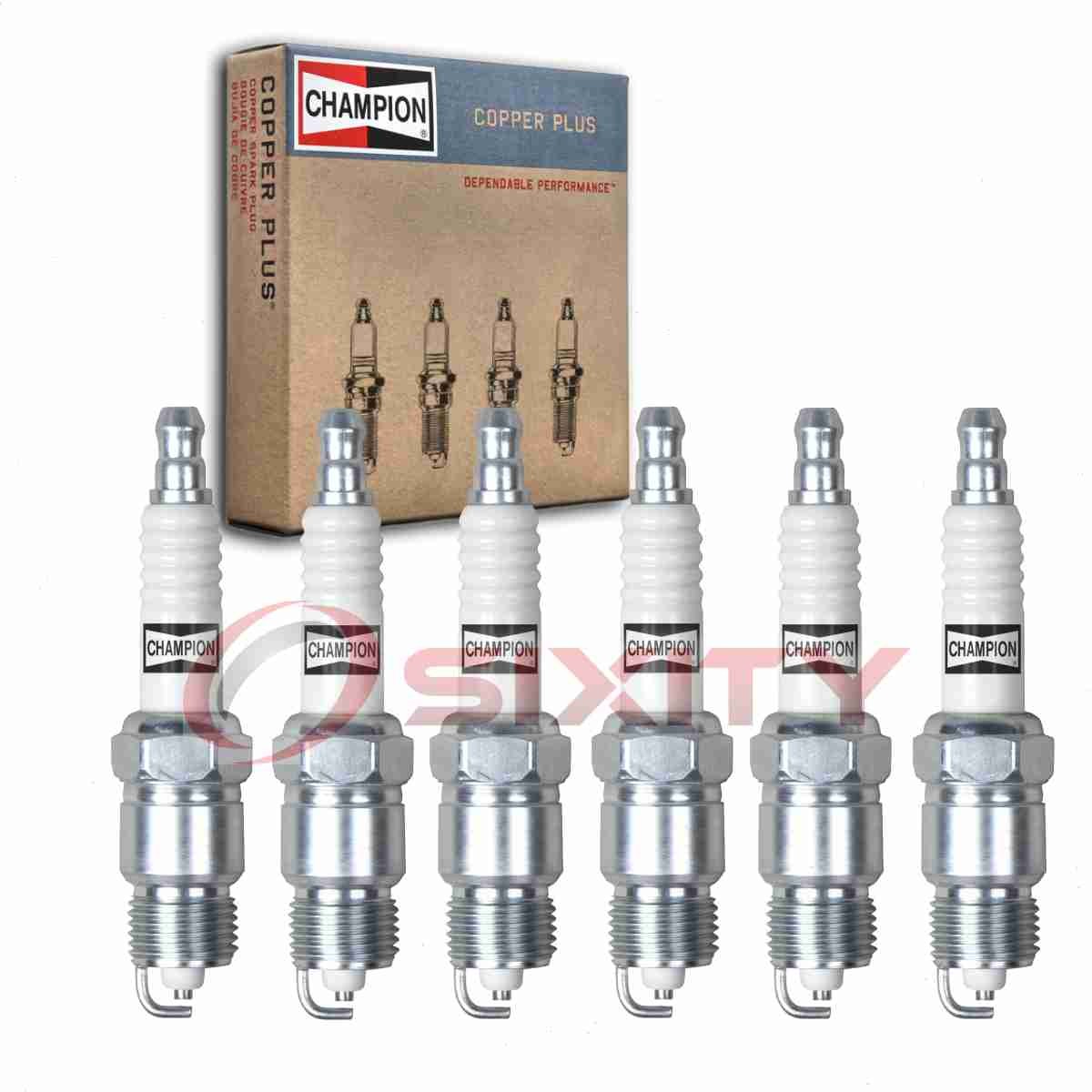 6 pc Champion Copper Plus Spark Plugs for 1980-1987 Chevrolet El Camino 3.8L os