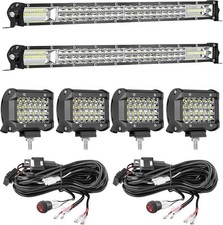 LED Light Bar Kit, 2 20inch Double-Row Flood Spot LED Light Bars, 4 4inch...