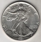 1991 P WALKING LIBERTY AMERICAN EAGLE .999 FINE SILVER DOLLAR COIN 1oz TYPE 1 $1