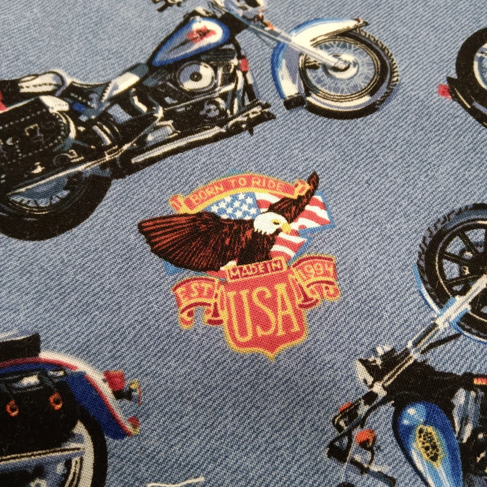 VTG Robert Kaufman Born To Ride Motorcycle Fabric Made USA 1994 Ek-1782 63"x42" - Image 2 of 4