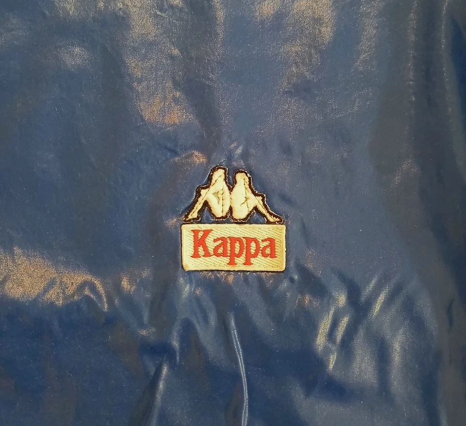 Винтажный каппа куртка L мужской синий сделано в Италии 100% нейлона некоторые недостатки - Изображение 2 из 4