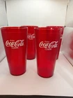 4 Vtg Coca-Cola Red Classic 32oz Cups, plastic  made in Continental Carlisle Ok