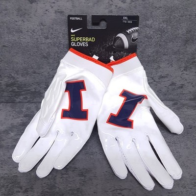 NIKE Superbad Illinois Fighting Illini PE Team Issue Football Gloves Mens 2XL