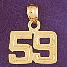 Number 59 Charm Pendant 14k Gold 1.2 Grams 
