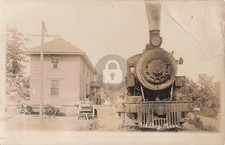 Railroad Train at Station, Big Bay MI Michigan RPPC Photo Postcard COPY