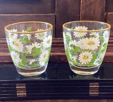 Vintage Libby Juice Glasses Daisies Lot Of 2 