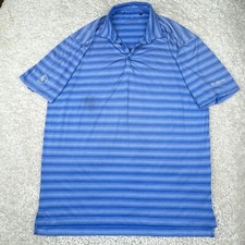 Columbia Polo Shirt Men Large Blue Golf Shirt Performance Omni Wick Short Sleeve