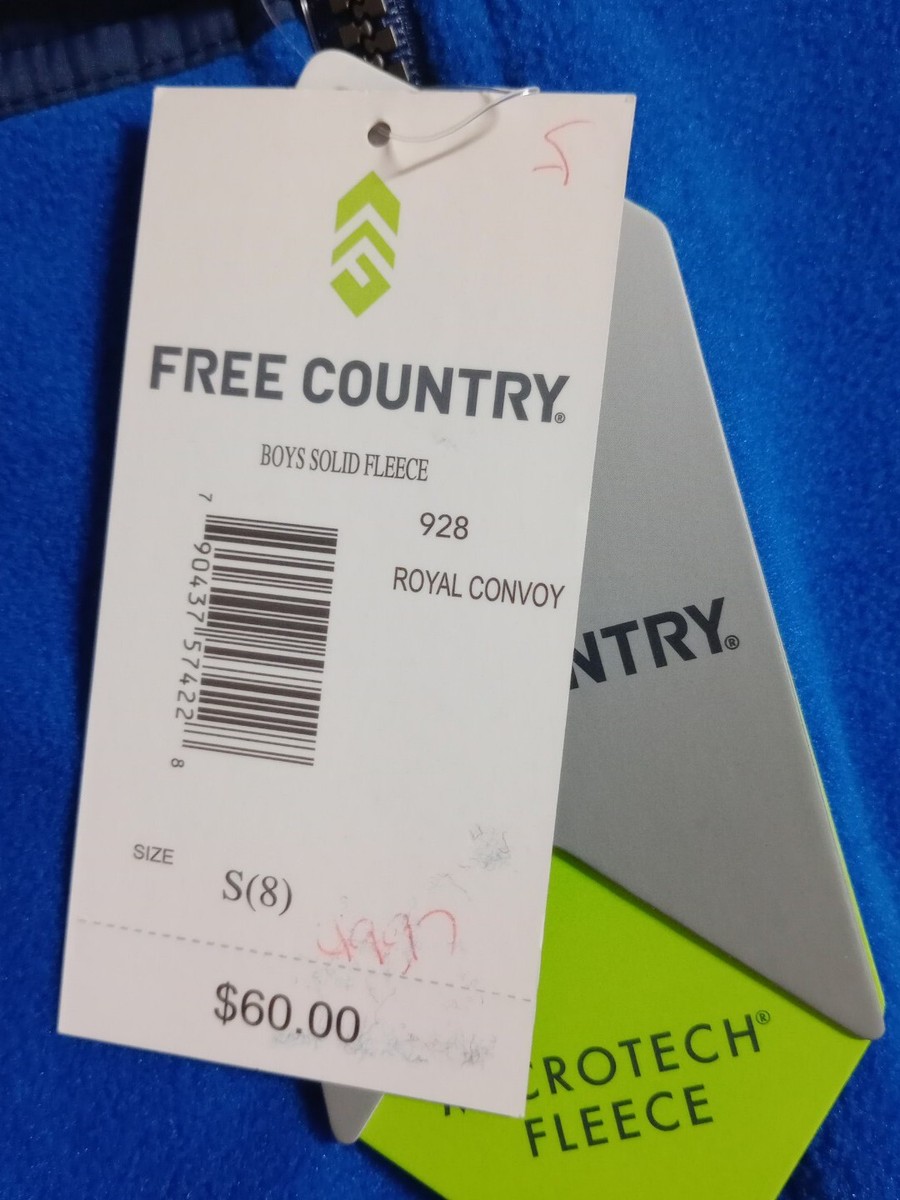 New Free Country Boy Small Blue 100% Polyester Microtech Fleece