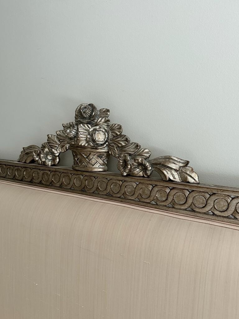 Luxury super king bed frame, And So To Bed, Platinum leaf & blush pink