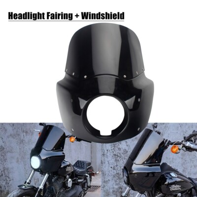 For Harley Dyna FXDB Headlight Fairing & Windshield & Headlight Extension Block