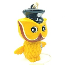 Vintage Baby Music Pull Toy Nursery Owl Sheriff 5.5" Lullaby Eyes Wings Move HTF