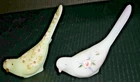 Fenton Bird of Paradise Two (2) Figurines 1 yellow 1 pink USA Hand painted