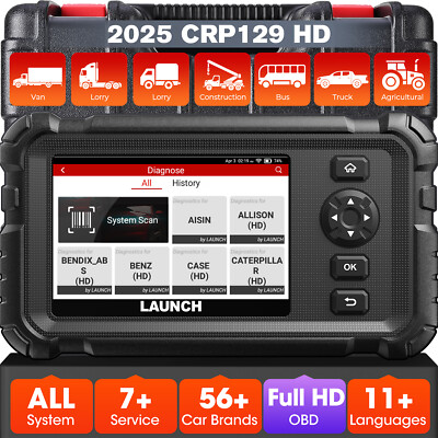 2026 Launch CRP129 HD PRO 24V Diesel Heavy Duty Truck LKW OBD2 Diagnosegerät DE