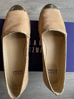 Stuart Weitzman 38 Leather Spadrillas Farbe: Beige Caramel/ Gold US Size 7