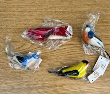 Birds for Decor Crafts  2 Blue Birds, 1 Yellow Finch, 1 Cardinal Vintage NOS