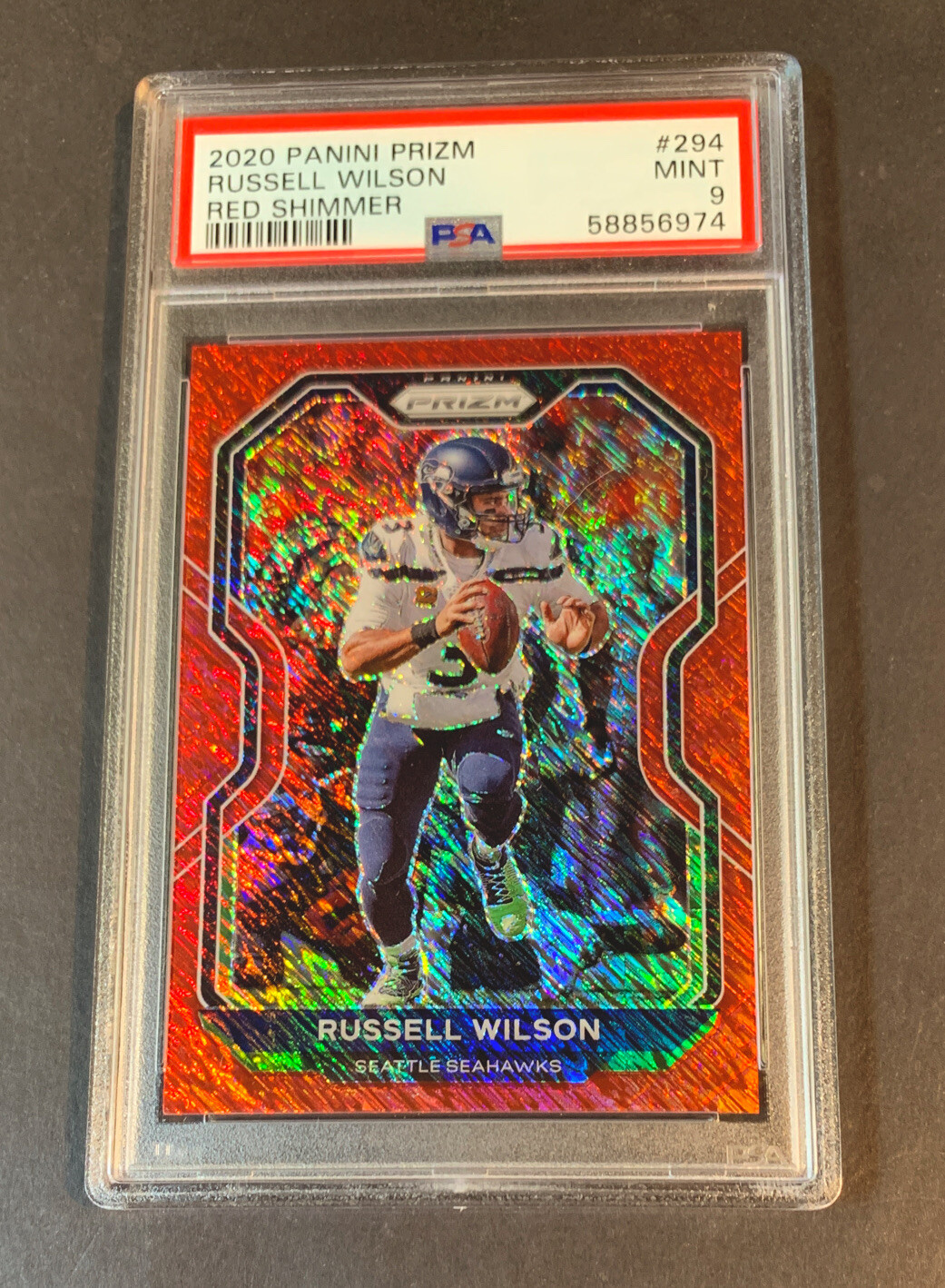 2020 PANINI PRIZM RUSSELL WILSON RED SHIMMER /35 #294 BRONCOS PSA 9