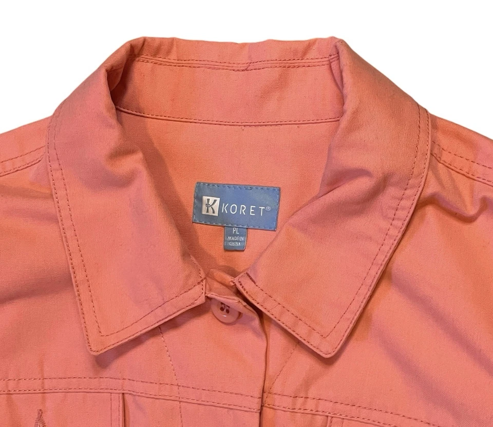 Chaqueta Koret para mujer rosa coral con cuello abotonado manga larga lisa pequeña L Foto 3 de 4