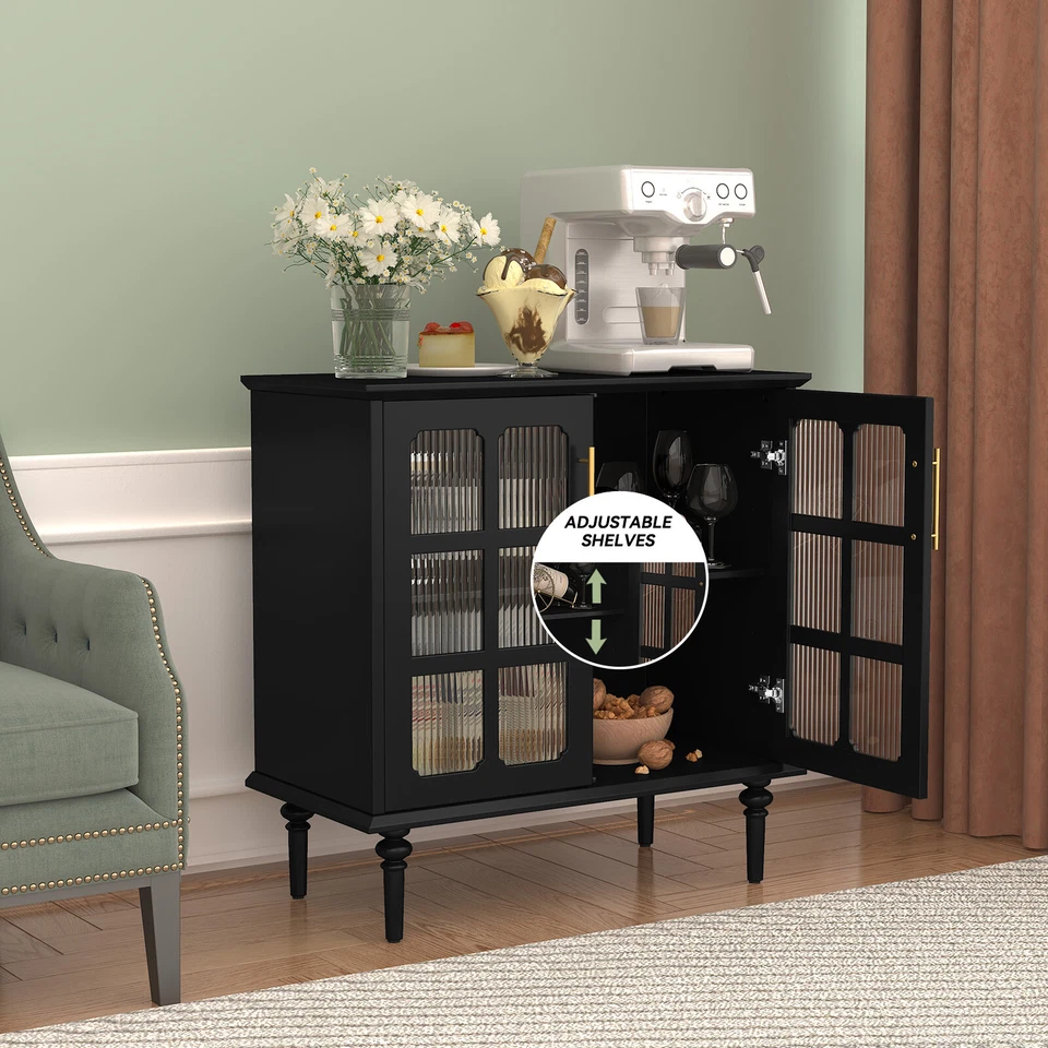 Armario de Almacenamiento Acento con 2 Puertas de Vidrio Armario Decorativo Buffet y Aparador Foto 4 de 4