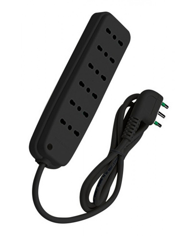 Fme Multipresa 6 Posti con Spina Italiana Angolata Nero