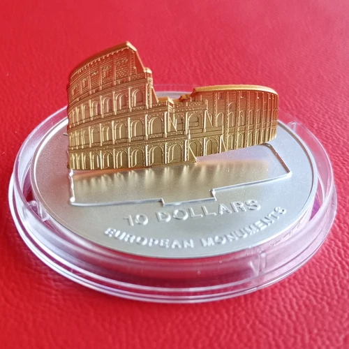 10 Dollar Nauru 2004 PP / Italien Kolosseum / Europäische Monumente / 1 oz Ag - Foto 1 di 3