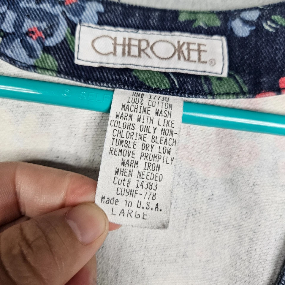 Chaleco Cherokee Vintage Estampado Floral Cuello en V Abotonado Talla L Hecho en EE. UU. Foto 3 de 4