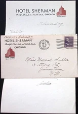 1939 Hotel Sherman Illustrated Letterhead and Postal Cover