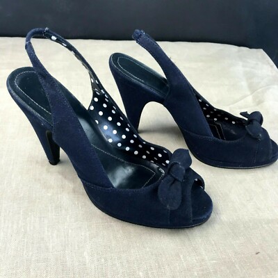 90'S SUMMER CANVAS HIGH-HEEL SHOES BY BARRATTS. SIZE EU39/UK6