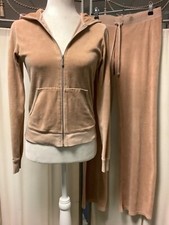 Juicy Couture Velour Zip Up Hoodie S Low Rise Straight Wide Leg Pants PXS