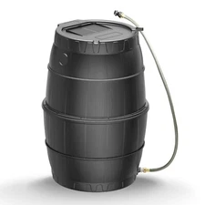 SQUEEZE master 50 Gallon Rainwater Collection Barrel-BPA Free Home Rain Catcher