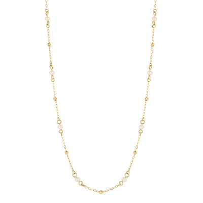 Spurenkette Bahnhof Perlenkette 9 kt Gelbgold 375 gepunzt British Made