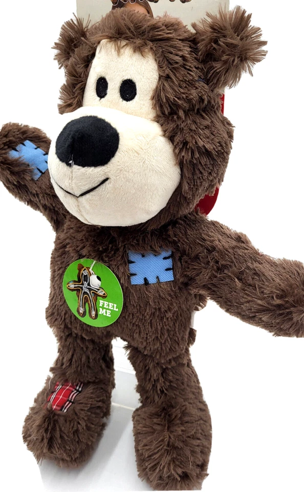 Juguete de peluche chirriante marrón oscuro mediano/grande KONG Wild Knots Bear Foto 3 de 4