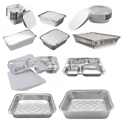 200 x Behälter mit Deckel Mehrweg BBQ Mahlzeit Aufbewahrung Alufolie Takeaway Box