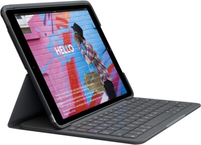 Logitech Slim Folio Keyboard Case for Apple iPad 7th/8th/9th Gen. Graphite