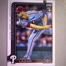 Topps 2025 Update Series Max Lazar #US194 Rookie Philadelphia Phillies Card. rookie card picture